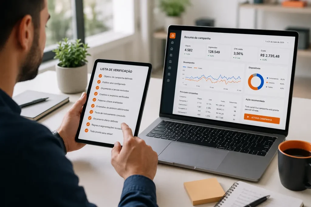 Checklist para revisar antes de ativar uma campanha de Google Ads