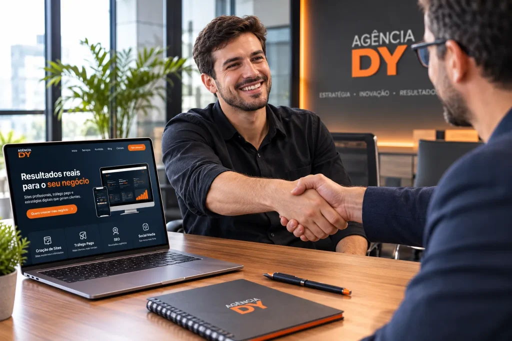 Confiança do cliente construída por presença digital profissional