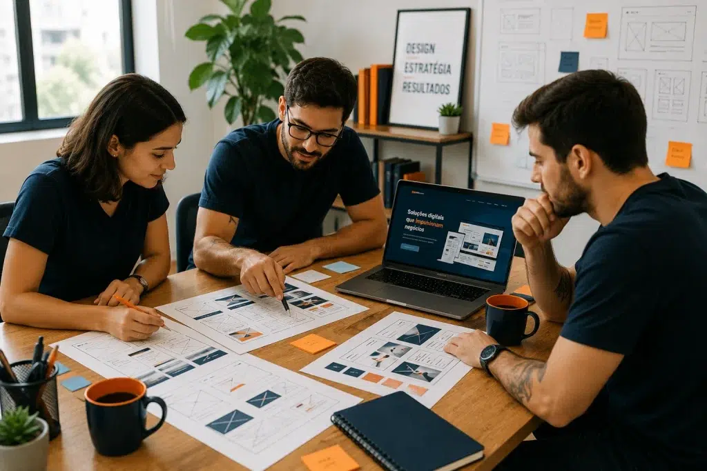 Equipe da Agência DY trabalhando na criação de um site em Cuiabá