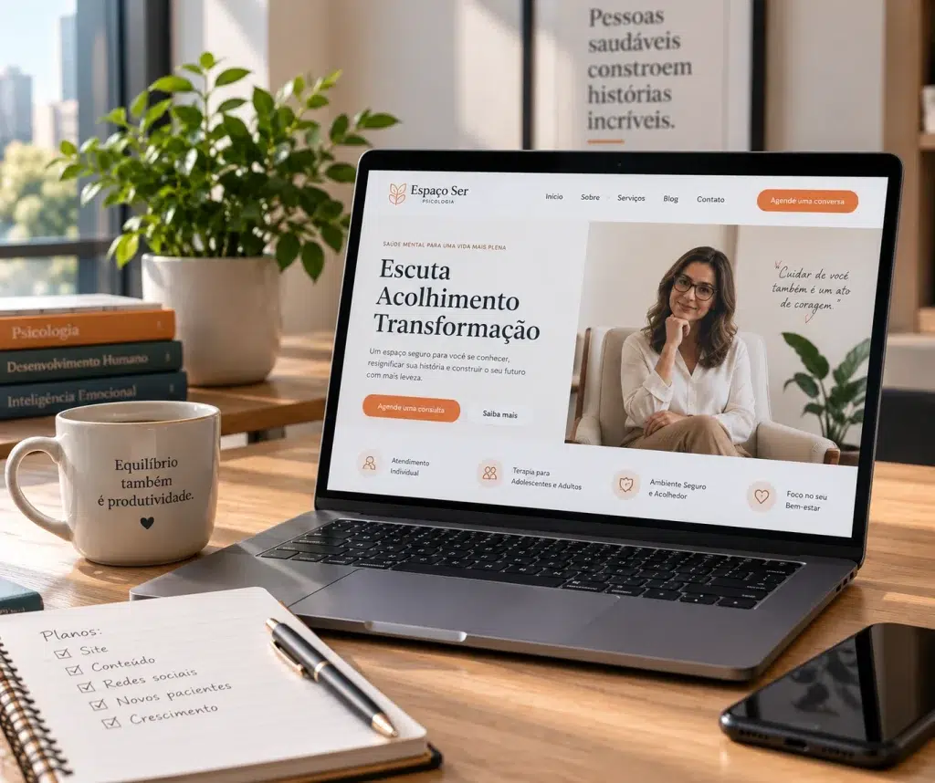 Site institucional em construção para saber quanto custa investir em marketing para psicólogos