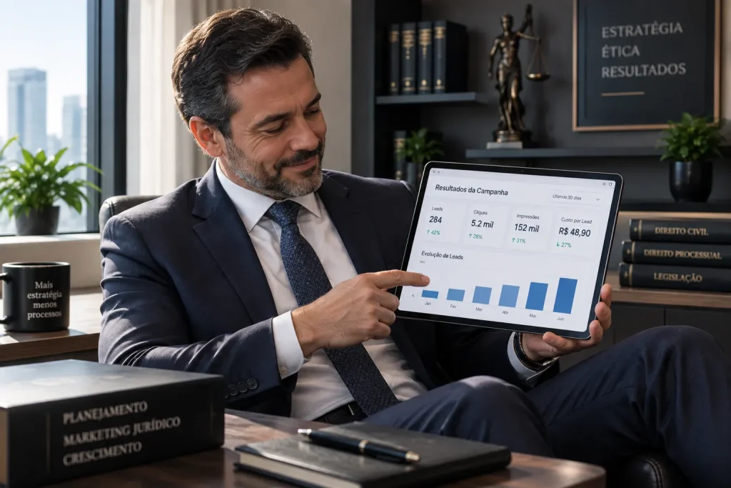 resultados de campanhas de Google Ads ou Instagram para advogados