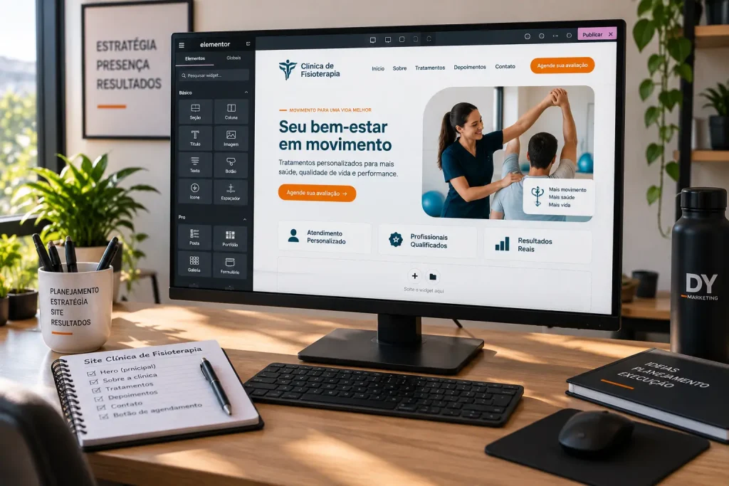 Criação de site como parte do investimento em marketing para fisioterapeutas