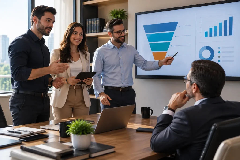 apresentação de estratégia de agência de marketing para advogados