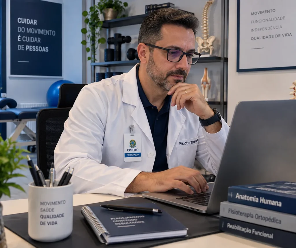 Fisioterapeuta seguindo regras do COFFITO no marketing para fisioterapeutas
