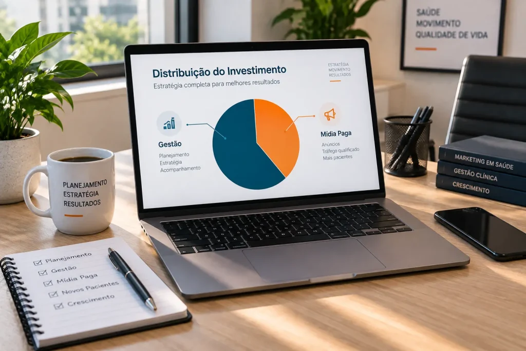 Divisão de investimento explicando quanto custa investir em marketing para fisioterapeutas