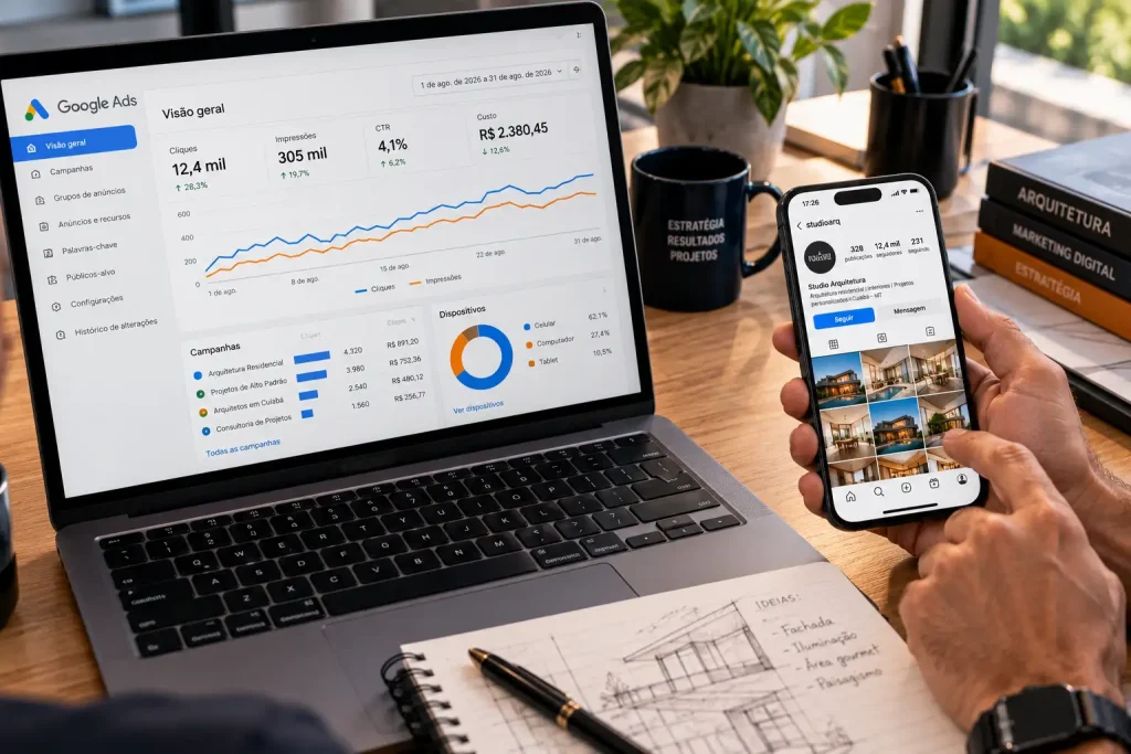 Google Ads ou Instagram Ads para Arquitetos?