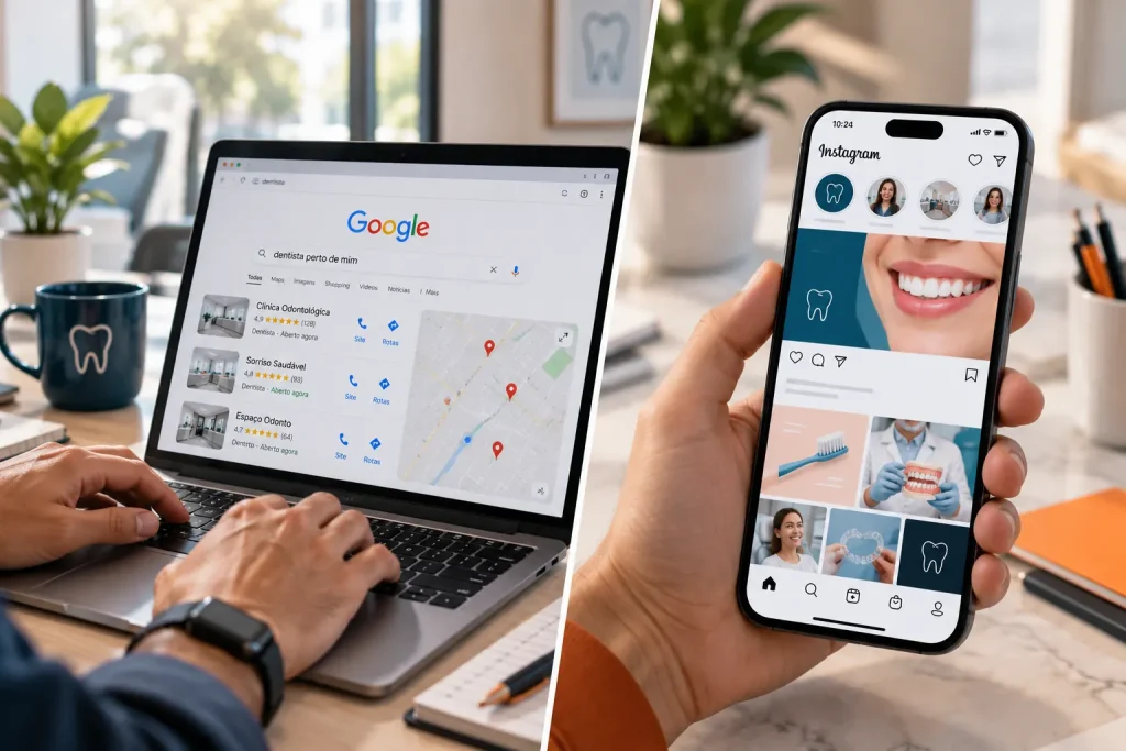 Comparação entre Google Ads ou Instagram para dentistas