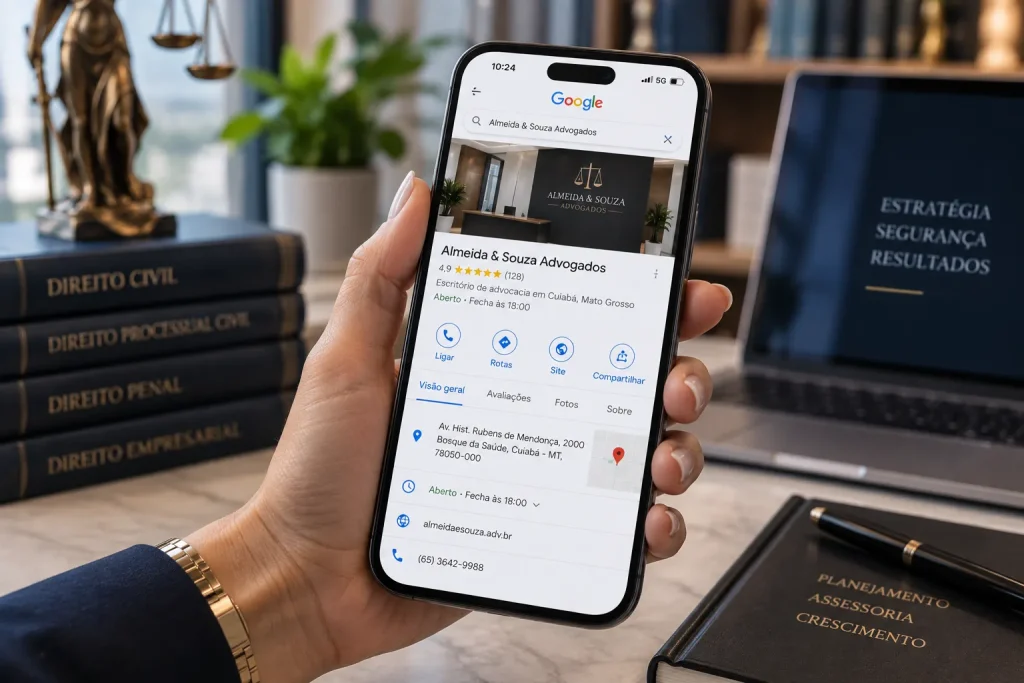 escritório configurando marketing para advogados no Google Meu Negócio