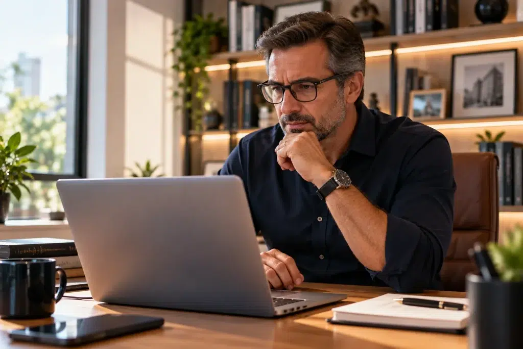 Cliente pesquisando arquiteto ao comparar Google Ads ou Instagram Ads para arquitetos