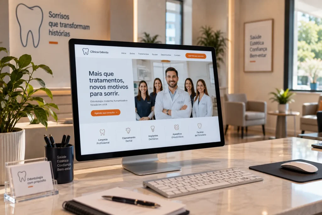 Site institucional simples como primeiro passo do marketing para dentistas