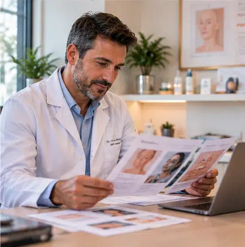dermatologista revisando anuncios