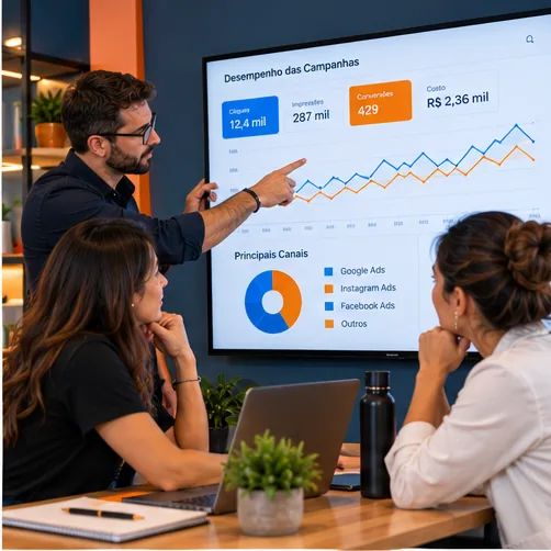 equipe analise campanhas marketing