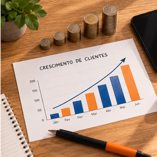 moedas grafico crescimento clientes