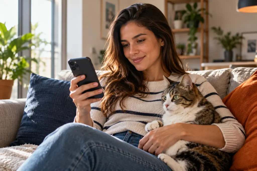 tutor pesquisando marketing para veterinários no celular
