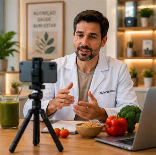 nutricionista gravando video educativo