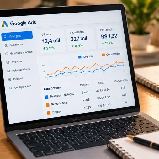 painel google ads cpc cliques nutricao