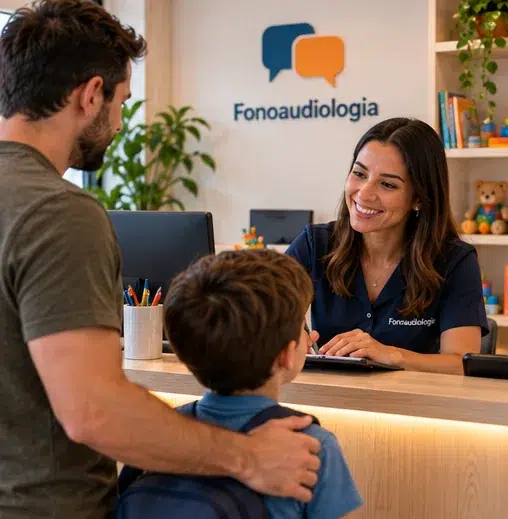recepcao fonoaudiologia pai crianca