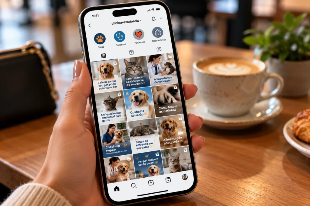 feed de Instagram bem cuidado ajuda a decidir Google Ads ou Instagram para veterinários
